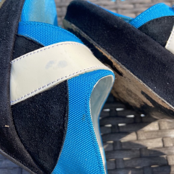 Charles David collection black suede white patent blue fabric size 9 heels - Picture 14 of 16